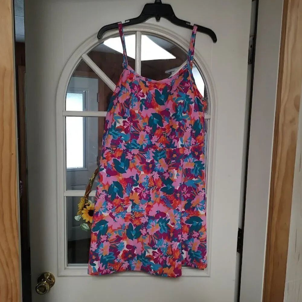 New Swimsuits For All Multi-Color Flower Print Swim Dress Size Women's 18